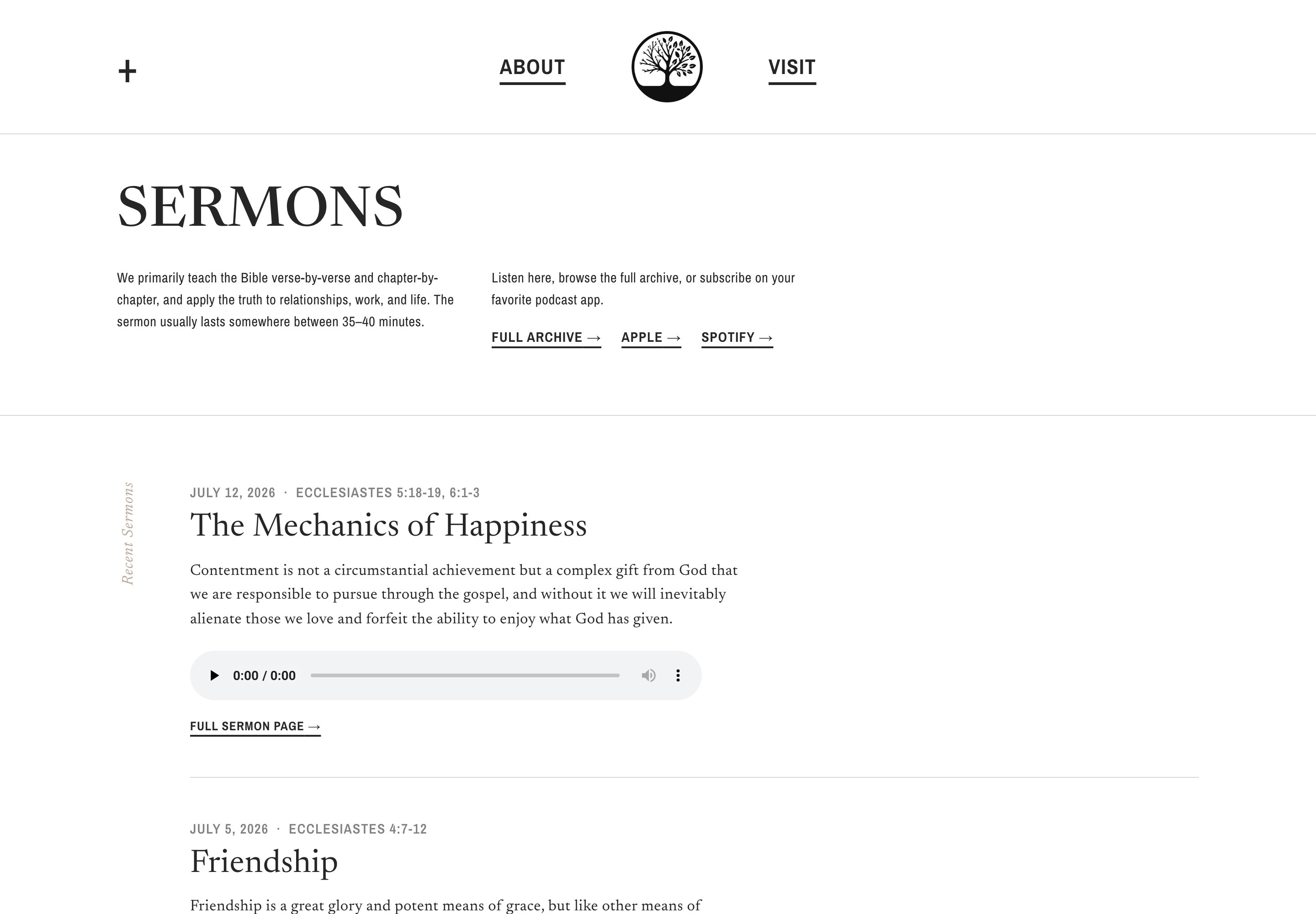 The Sermons page