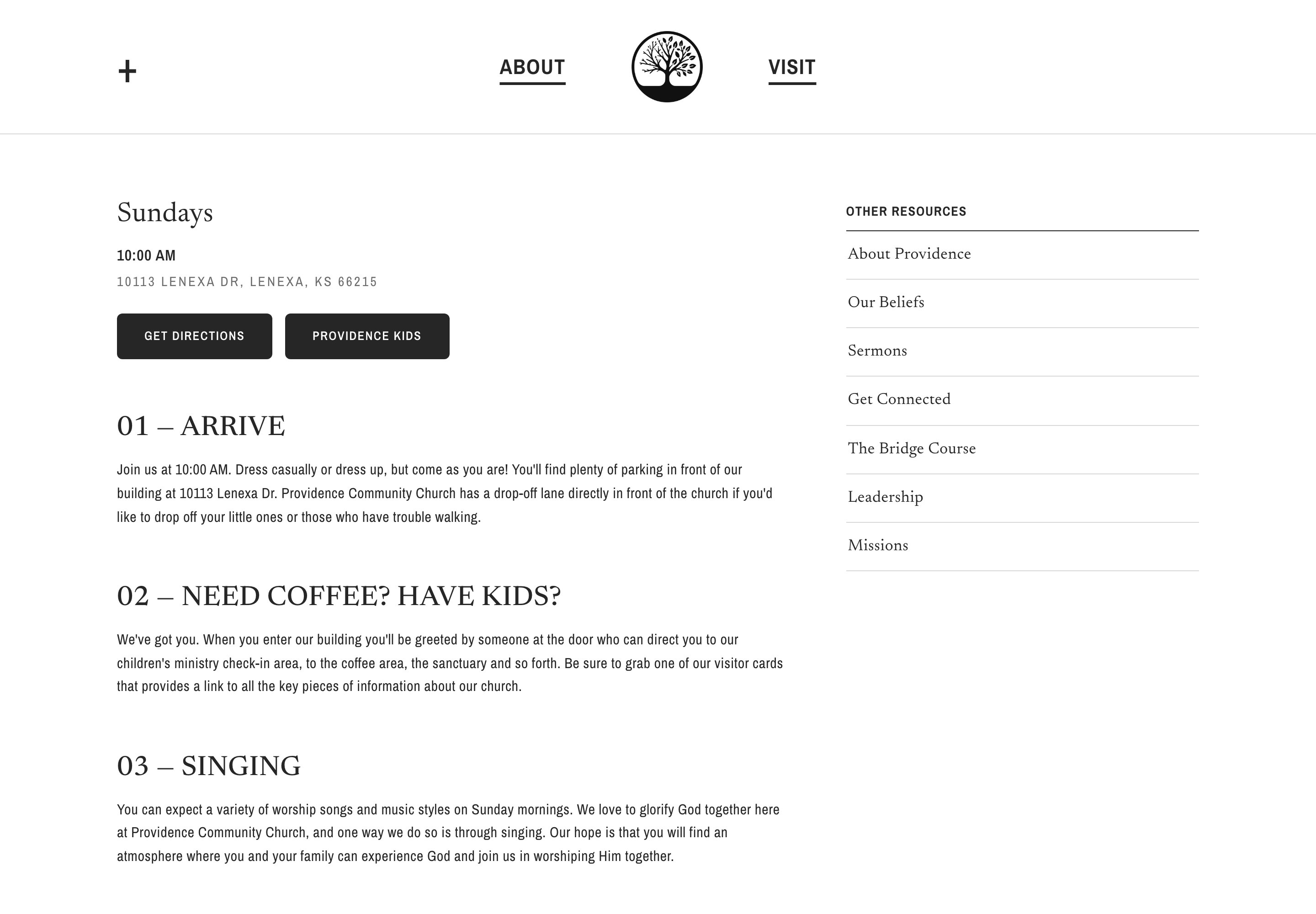 The Visit page