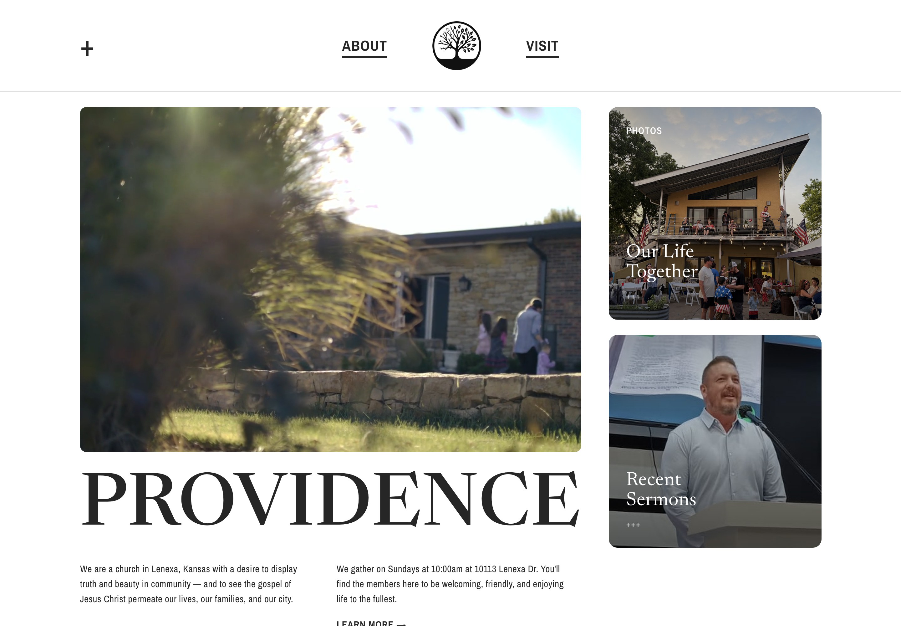 Screenshot of the Providence Community Church homepage
